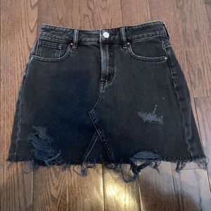 Black denim skirt